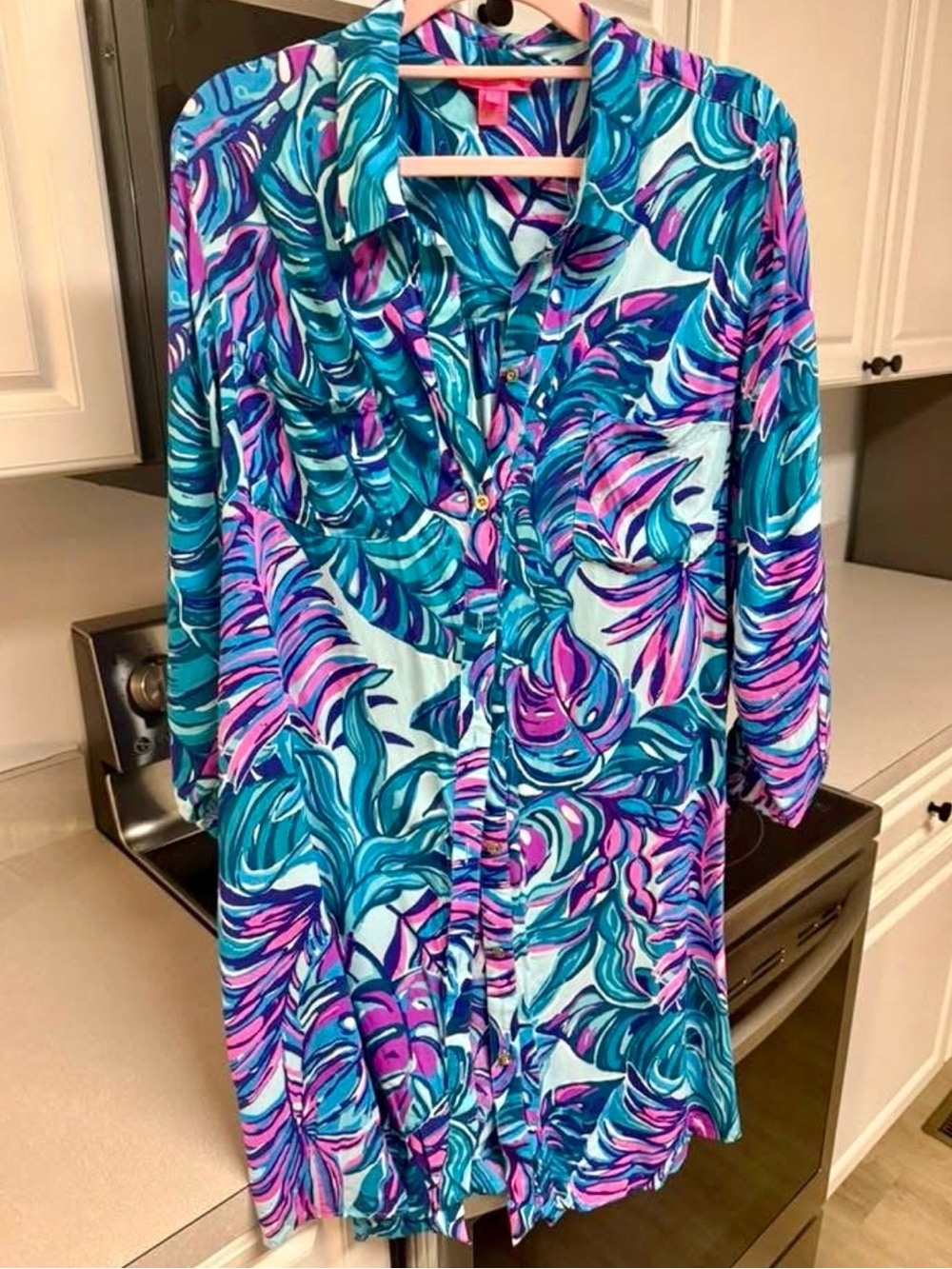 EUC💗 Lilly Pulitzer tropical Teal Pink & purple Natalie Swim Coverup L